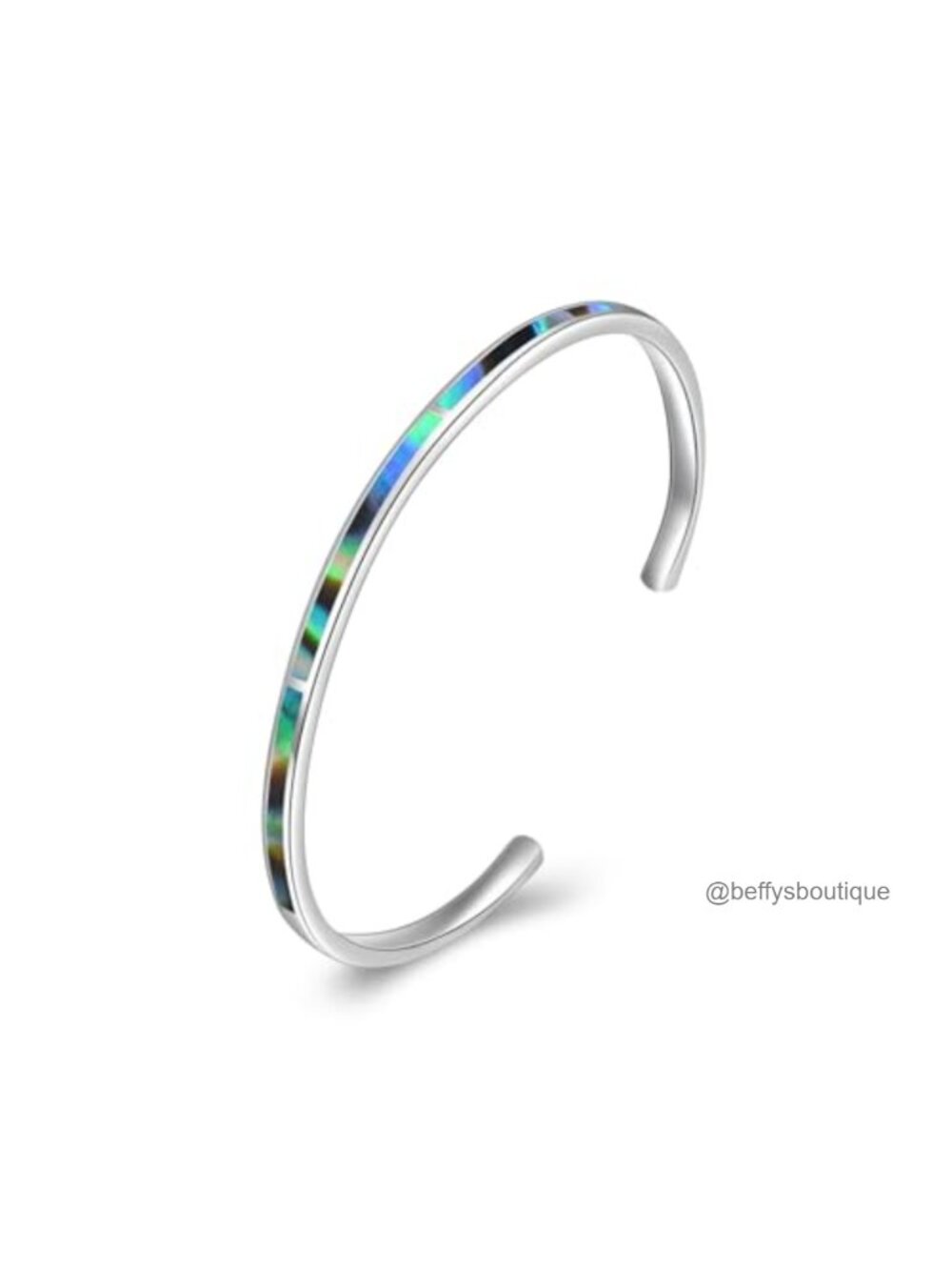 Sterling Silver Opal Cuff Bangle Bracelet Adjustable Inspirational Gift for Her